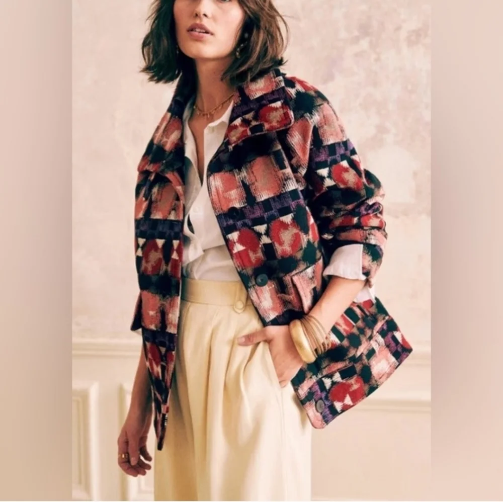 SÉZANE Leo Aztec Rose Pink Purple Jacquard Oversized Jacket New Without Tag RARE
